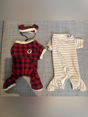 Disney Mickey Mouse onesie Plaid X Beige stripe onesie